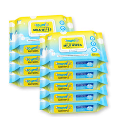 MUMta Milk Baby Wet Wipes Family Pack – Extra Soft & Unscented with Vitamin E | Pack of 9 (648 Wipes)