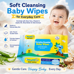 MUMta Baby Wet Wipes with Aloe Vera & Vitamin E | 72s - Pack of 3 (216 Wipes)