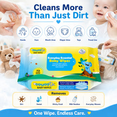 MUMta Baby Wet Wipes with Aloe Vera & Vitamin E | 72s - Pack of 3 (216 Wipes)