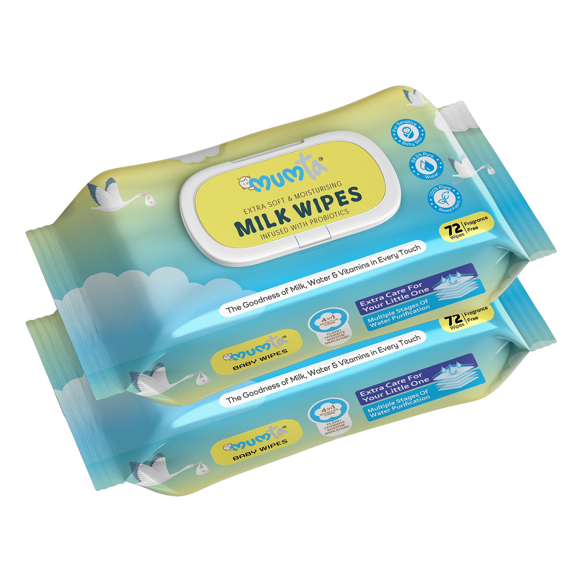 MUMta Milk Wipes | Gentle Baby Wet Wipes | Alcohol-Free