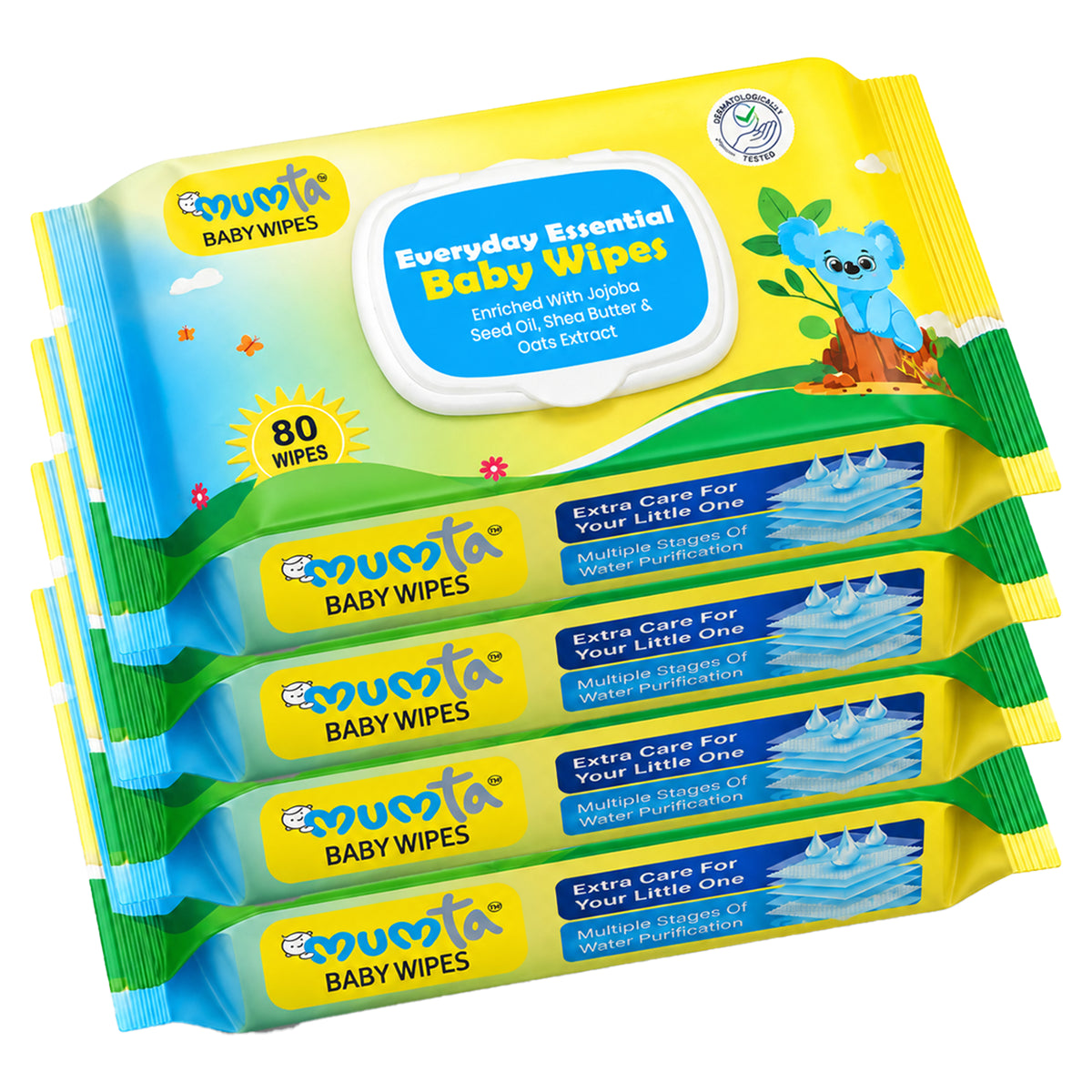 MUMta Soft Baby Wipes with Aloe Vera & Vitamin E | 80s – Pack of 4 (320 Wipes)