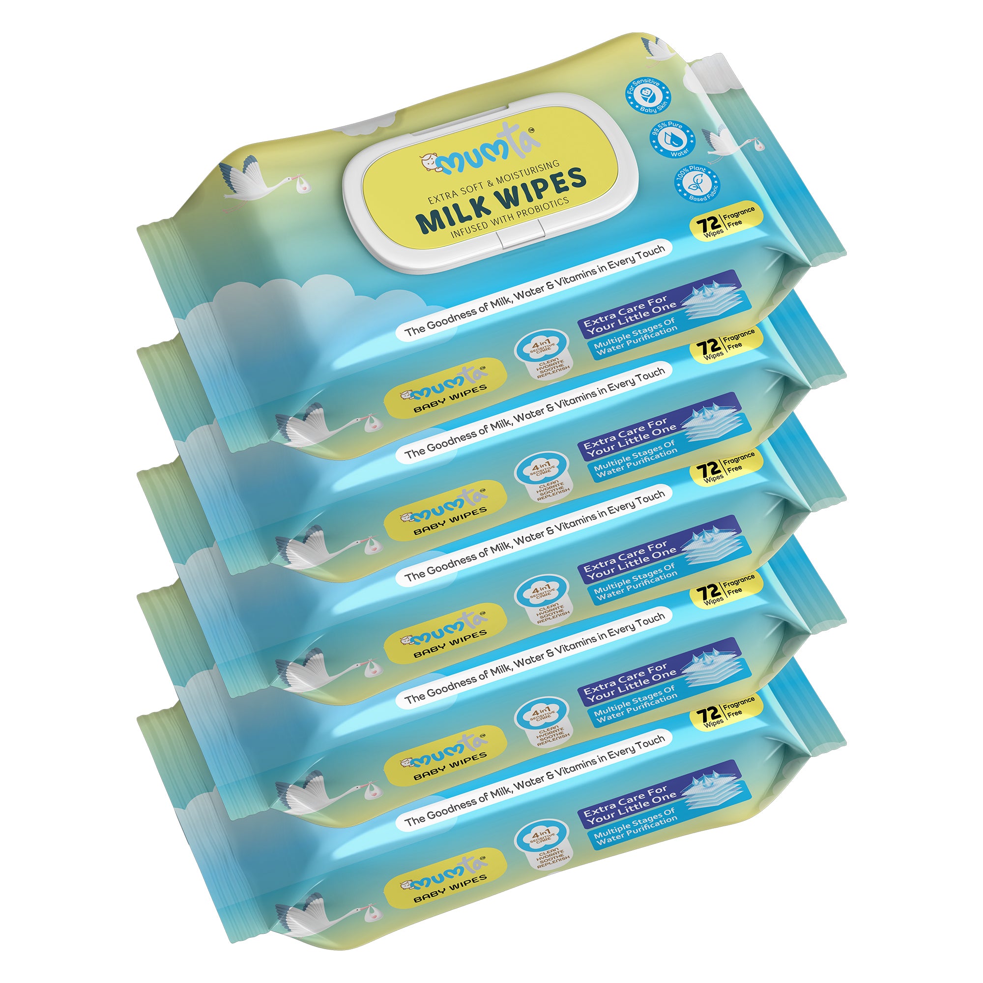 MUMta Milk Wipes | Gentle Baby Wet Wipes | Alcohol-Free