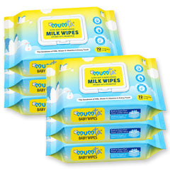 MUMta Milk Baby Wipes with Vitamin E – Extra Soft Unscented Wipes | Value Pack of 6 (432 Wipes)
