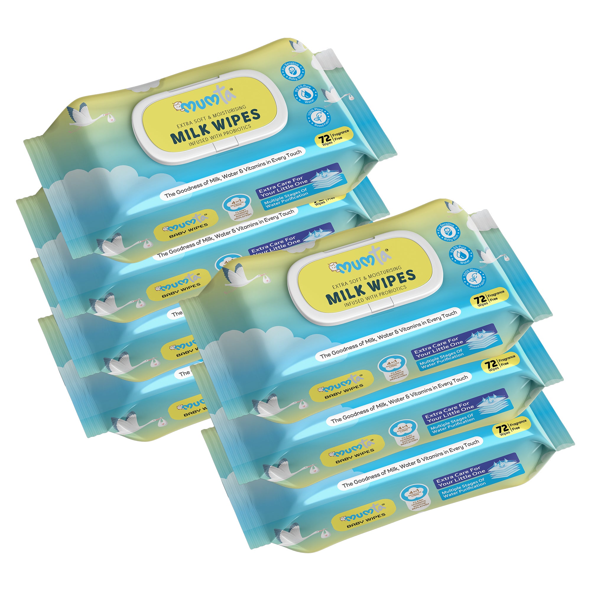 MUMta Milk Wipes | Gentle Baby Wet Wipes | Alcohol-Free