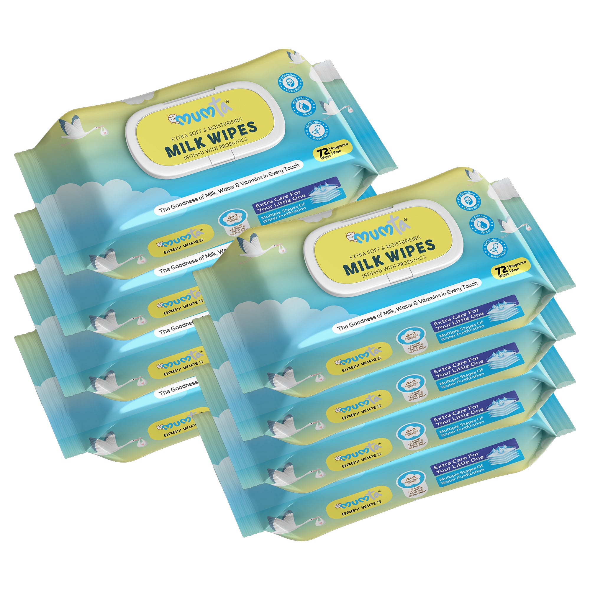 MUMta Milk Wipes | Gentle Baby Wet Wipes | Alcohol-Free