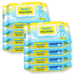 MUMta Milk Soft Baby Wipes for Everyday Cleaning – Unscented with Vitamin E | Pack of 8 (576 Wipes)