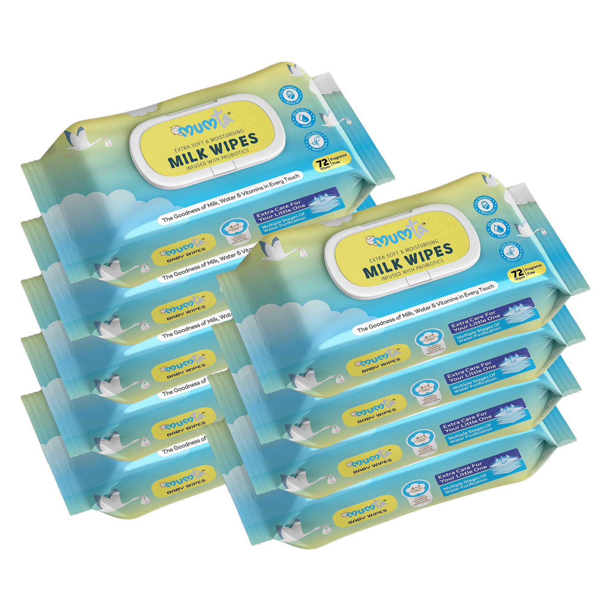 MUMta Milk Wipes | Gentle Baby Wet Wipes | Alcohol-Free
