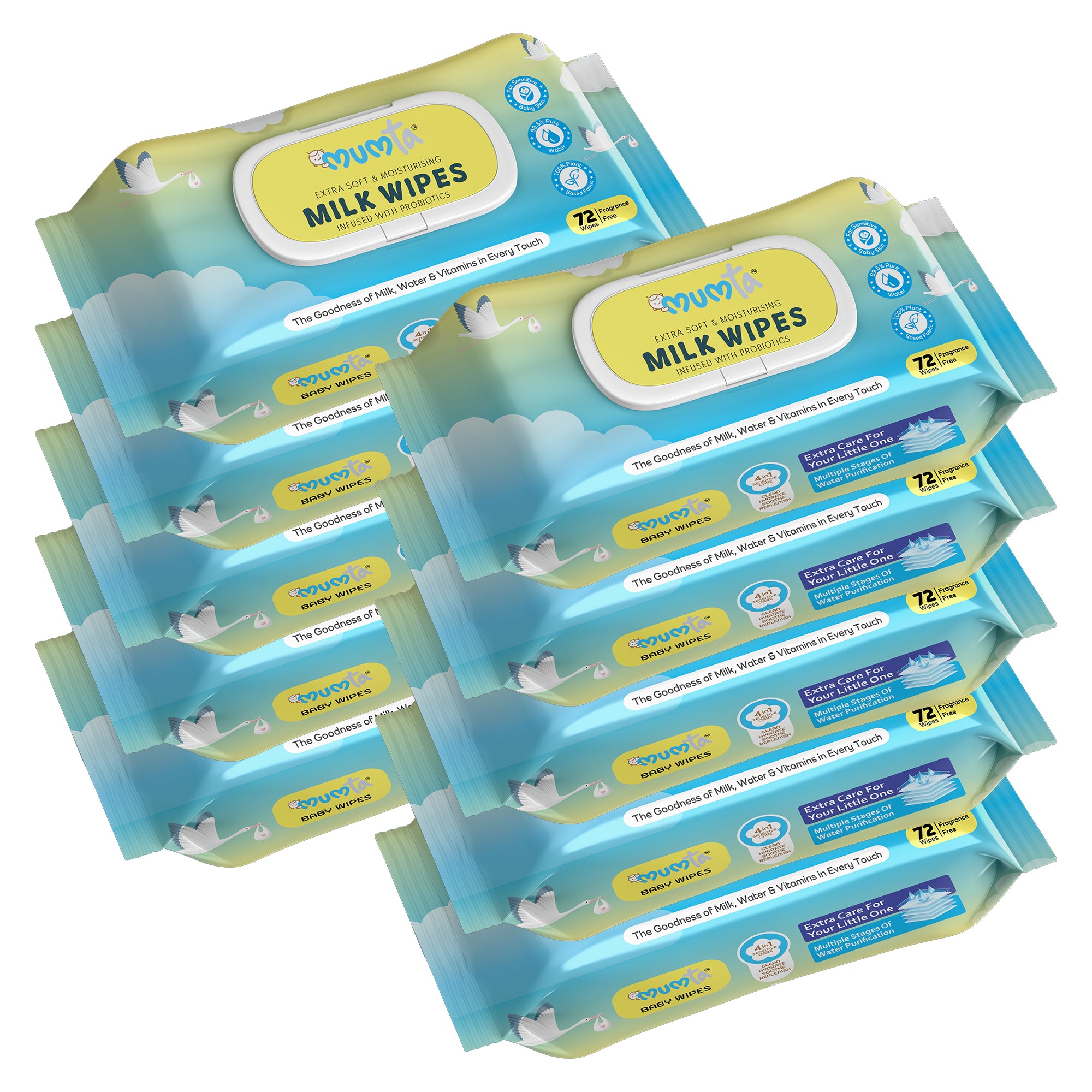 MUMta Milk Wipes | Gentle Baby Wet Wipes | Alcohol-Free