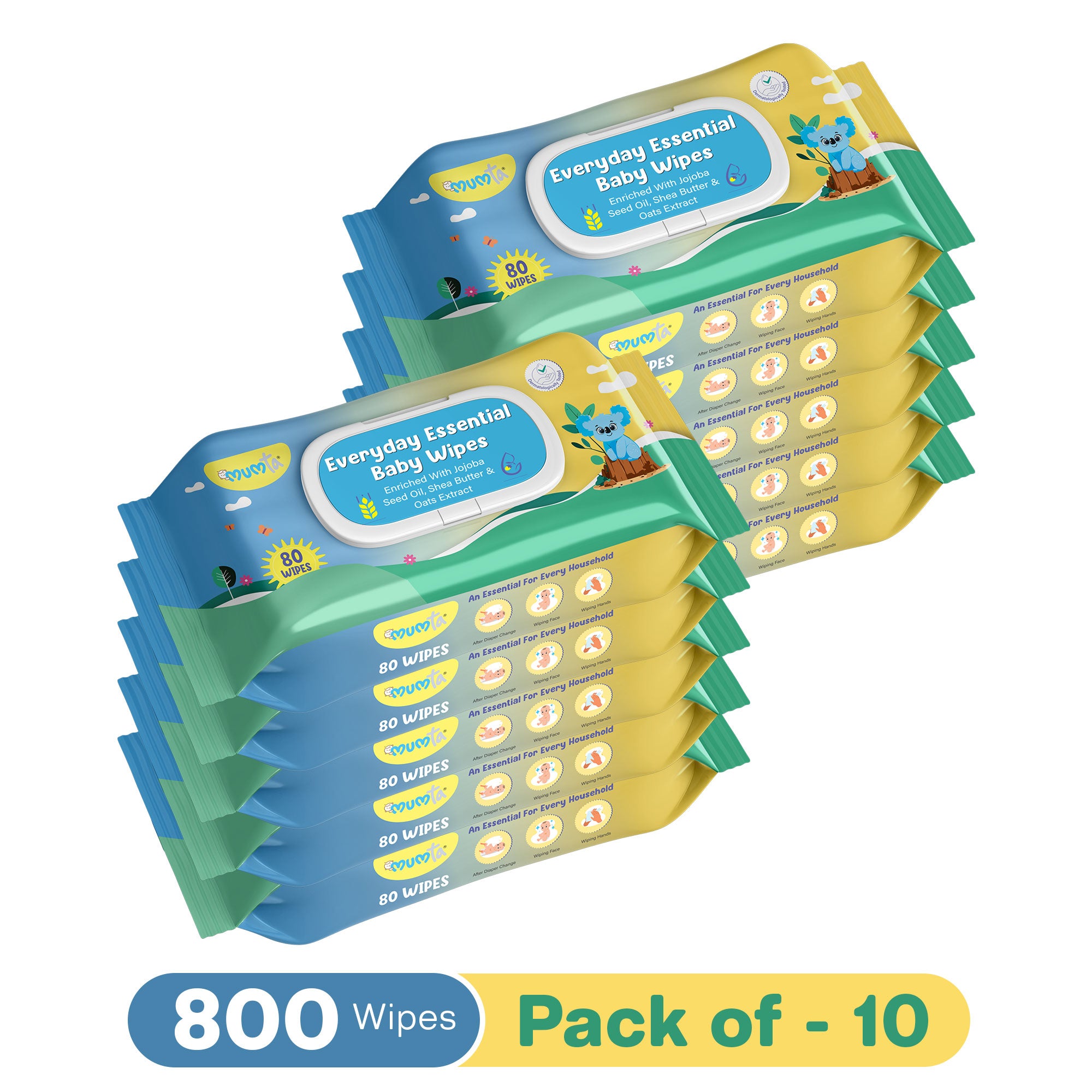 MUMta Everyday Essential Wipes 80's | Gentle Baby Wet Wipes | Alcohol-Free