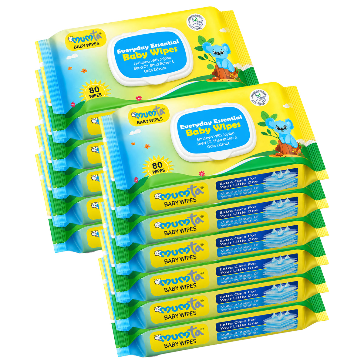 MUMta Baby Cleaning Wet Wipes with Aloe Vera & Vitamin E | 80s – Pack of 11 (880 Wipes)