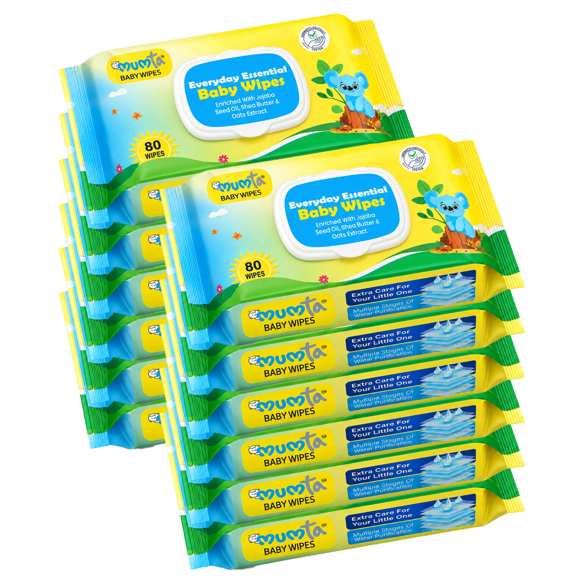 MUMta Baby Wet Wipes Mega Pack with Aloe Vera & Vitamin E | 80S – Pack of 12 (960 Wipes)