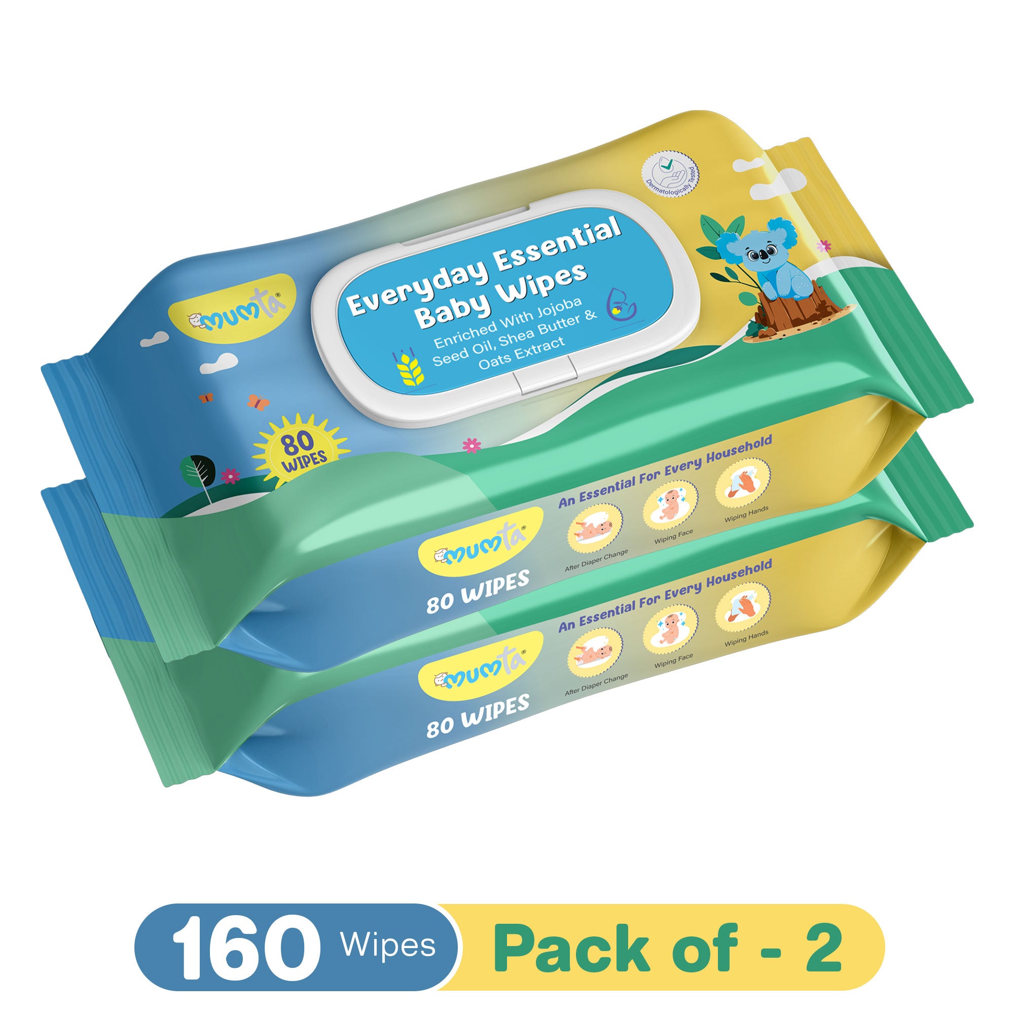 MUMta Everyday Essential Wipes 80's | Gentle Baby Wet Wipes | Alcohol-Free