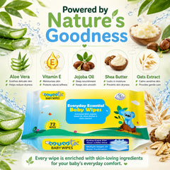 MUMta Everyday Essential Baby Wipes with Aloe Vera & Vitamin E | 72s - Pack of 2 (144 Wipes)