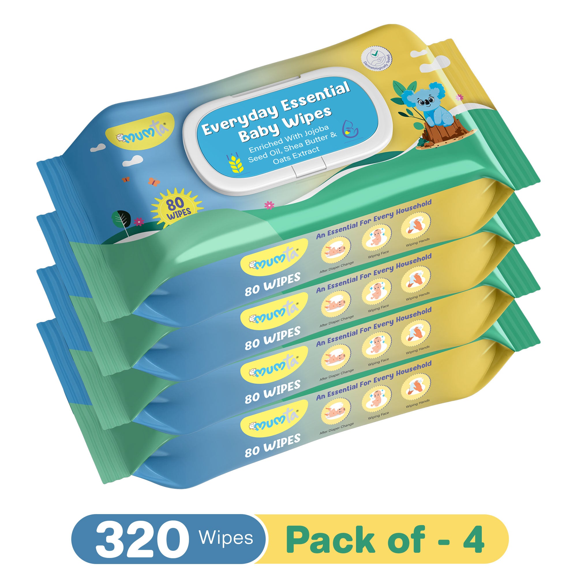 MUMta Everyday Essential Wipes 80's | Gentle Baby Wet Wipes | Alcohol-Free