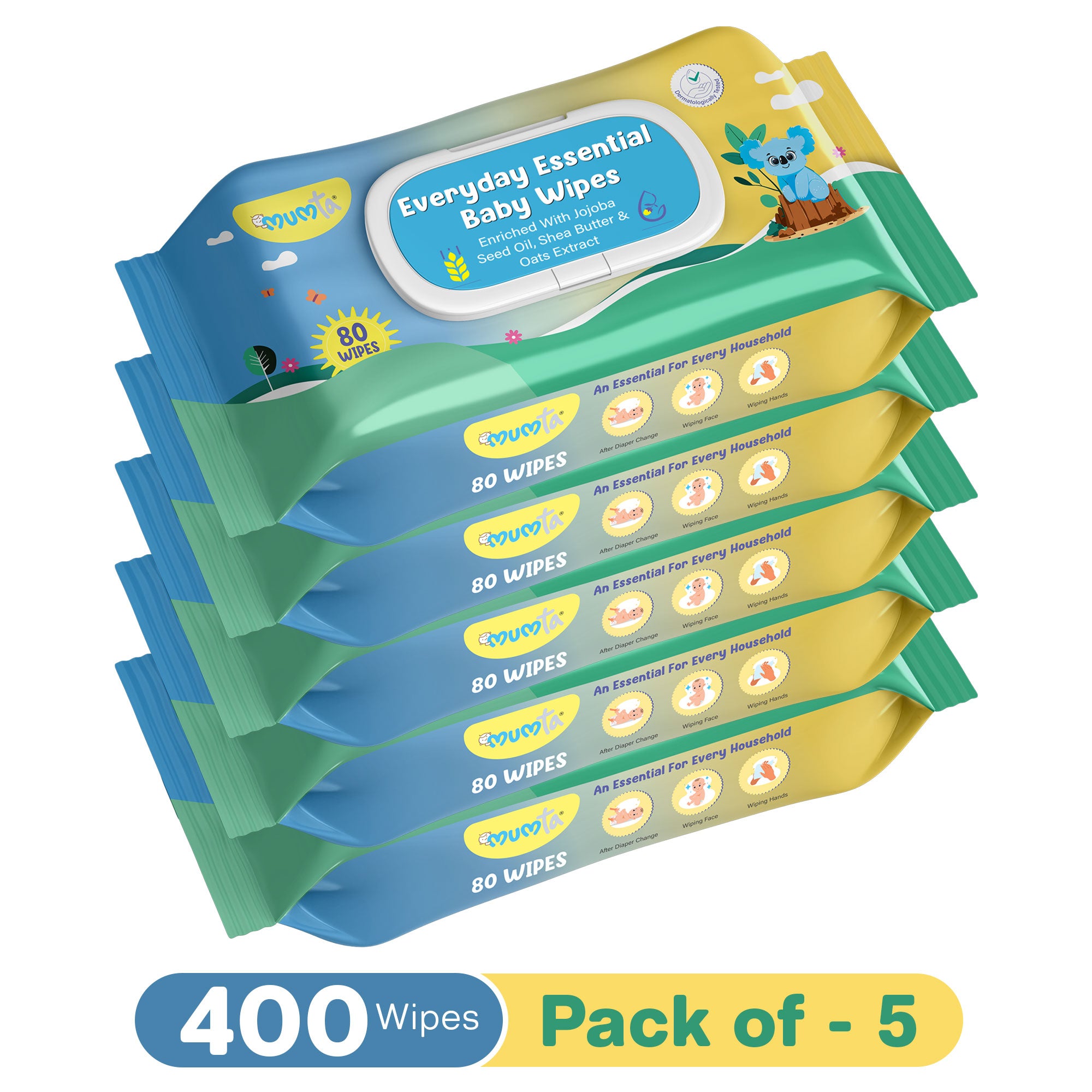 MUMta Everyday Essential Wipes 80's | Gentle Baby Wet Wipes | Alcohol-Free