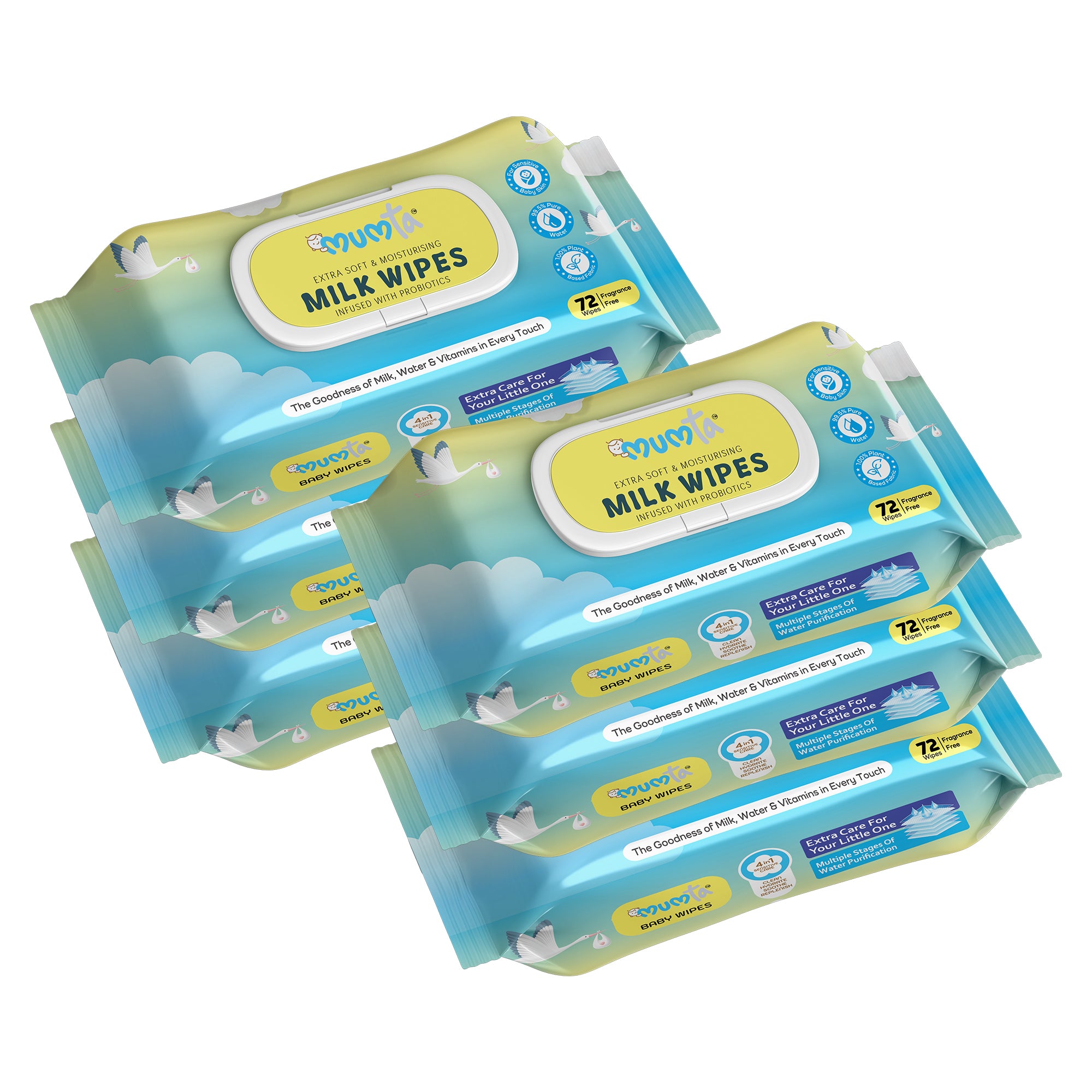 MUMta Milk Wipes | Gentle Baby Wet Wipes | Alcohol-Free