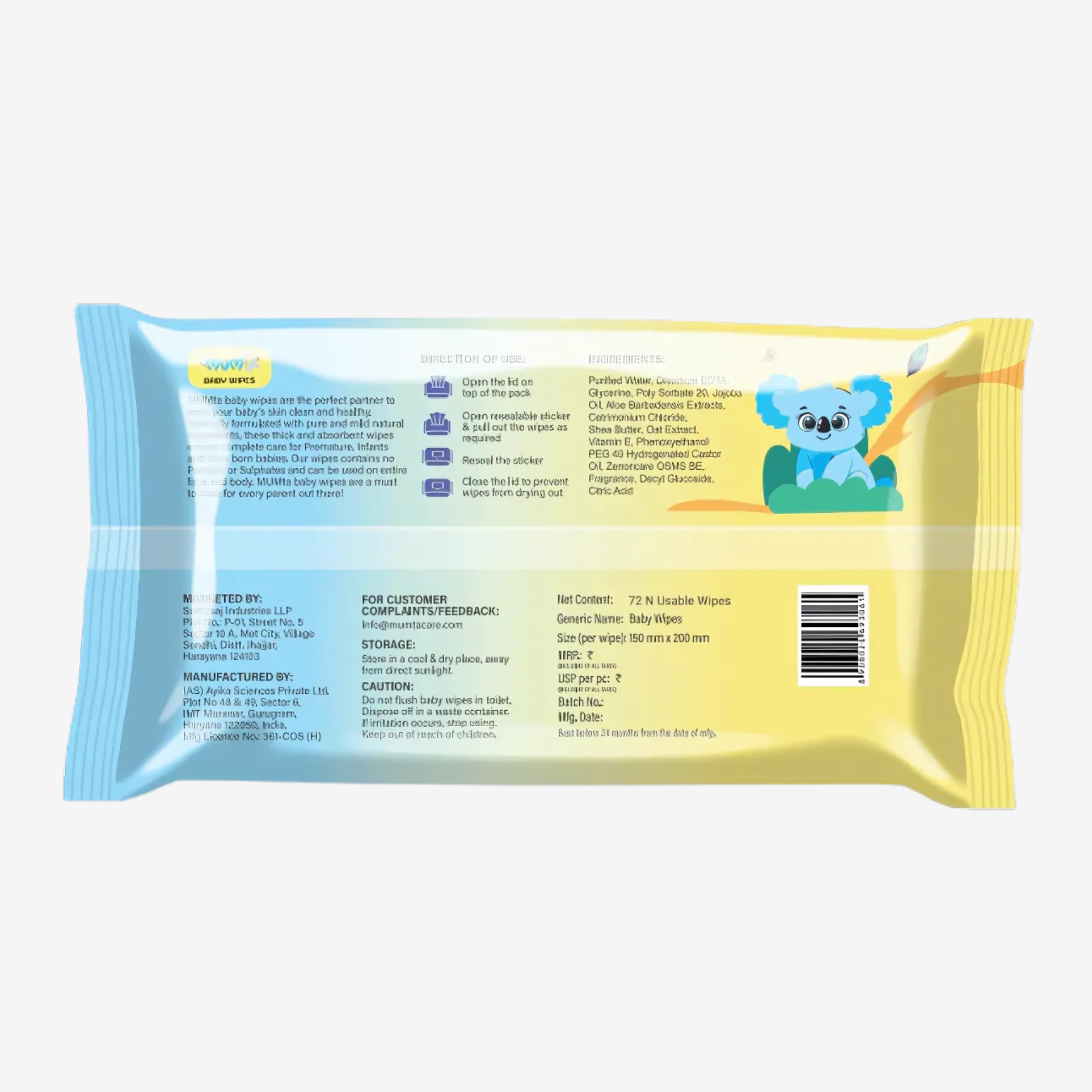 MUMta Everyday Essential Wipes 80's | Gentle Baby Wet Wipes | Alcohol-Free