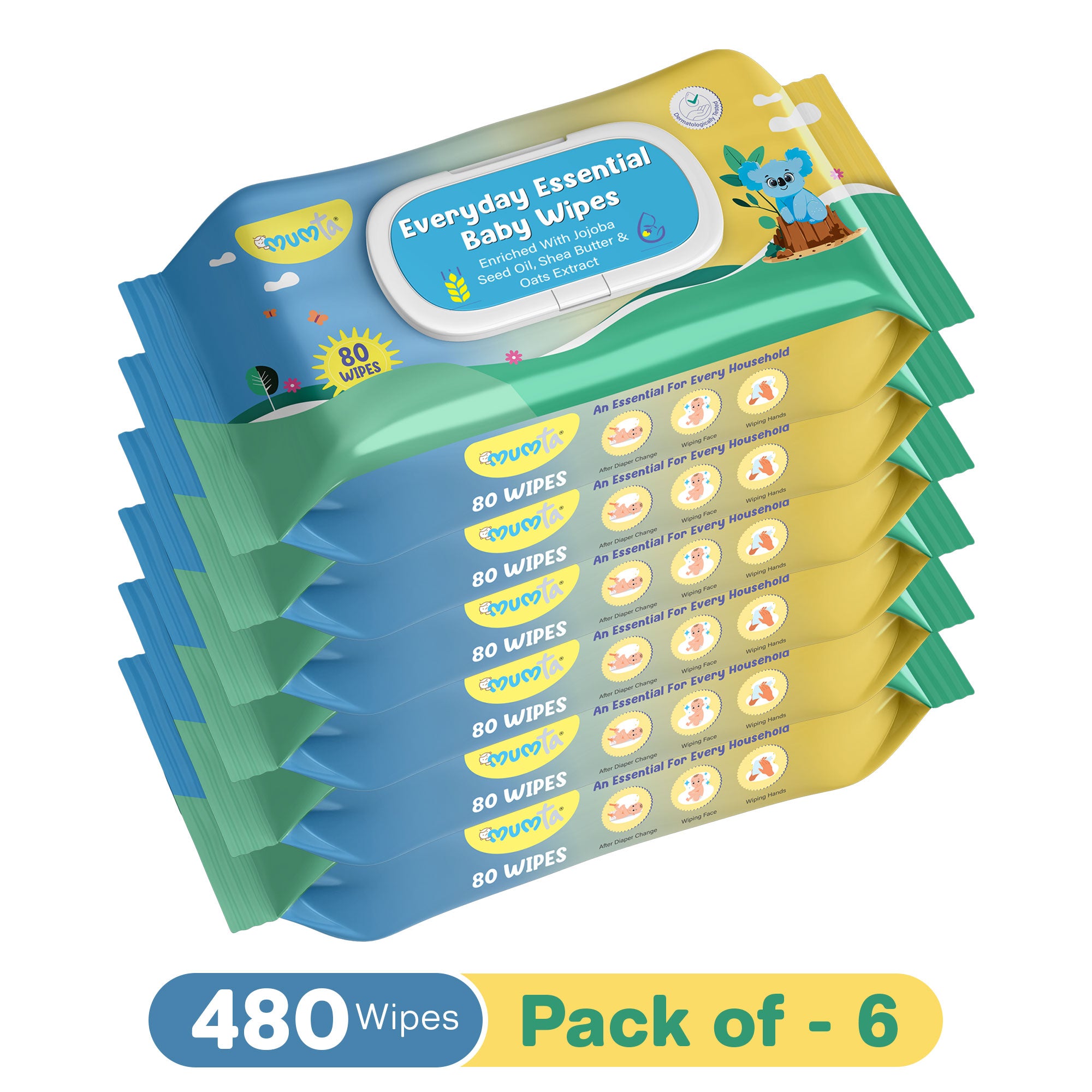 MUMta Everyday Essential Wipes 80's | Gentle Baby Wet Wipes | Alcohol-Free