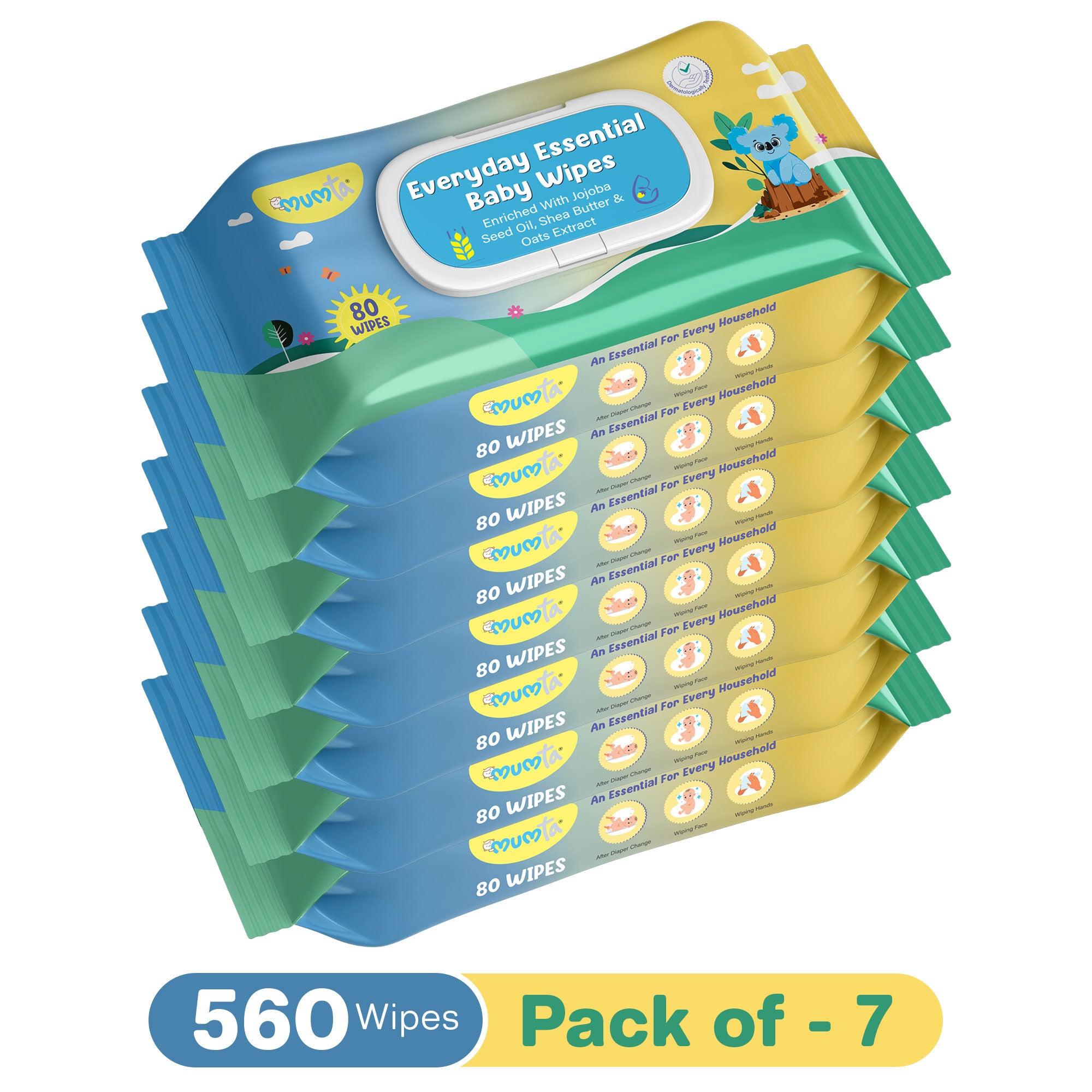 MUMta Everyday Essential Wipes 80's | Gentle Baby Wet Wipes | Alcohol-Free