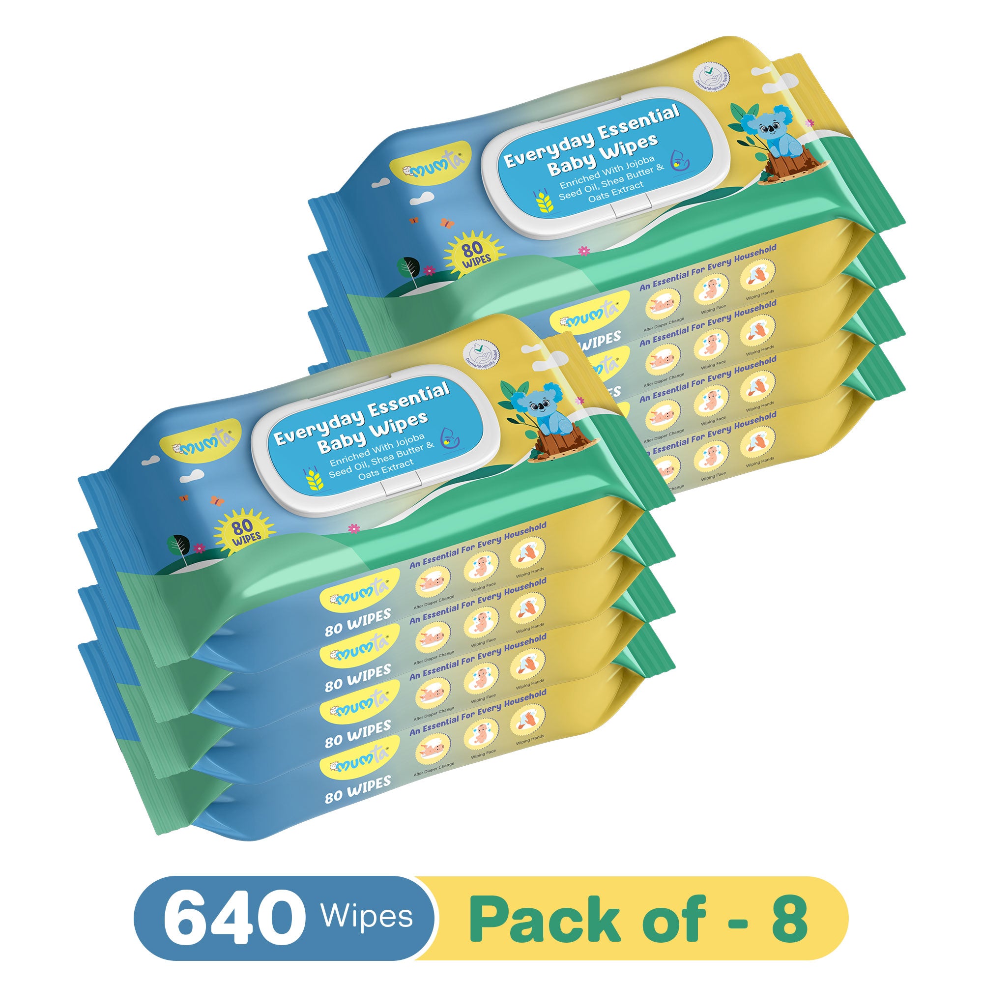MUMta Everyday Essential Wipes 80's | Gentle Baby Wet Wipes | Alcohol-Free