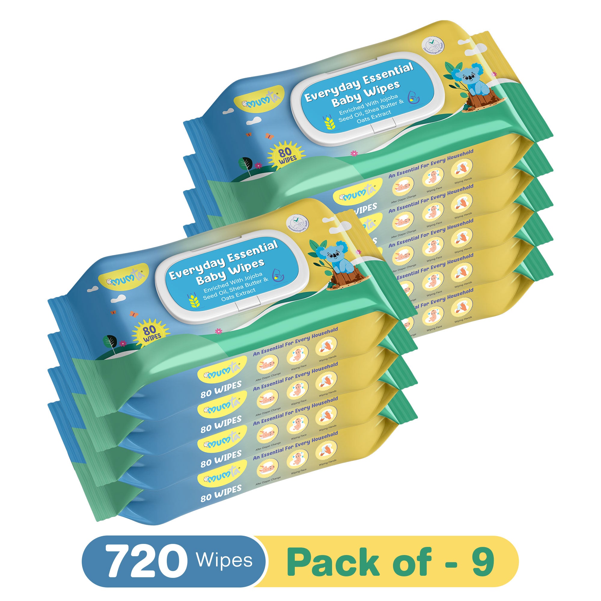 MUMta Everyday Essential Wipes 80's | Gentle Baby Wet Wipes | Alcohol-Free