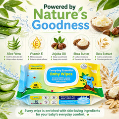 MUMta Everyday Essential Baby Wipes with Aloe Vera & Vitamin E | 80S – Pack of 2 (160 Wipes)