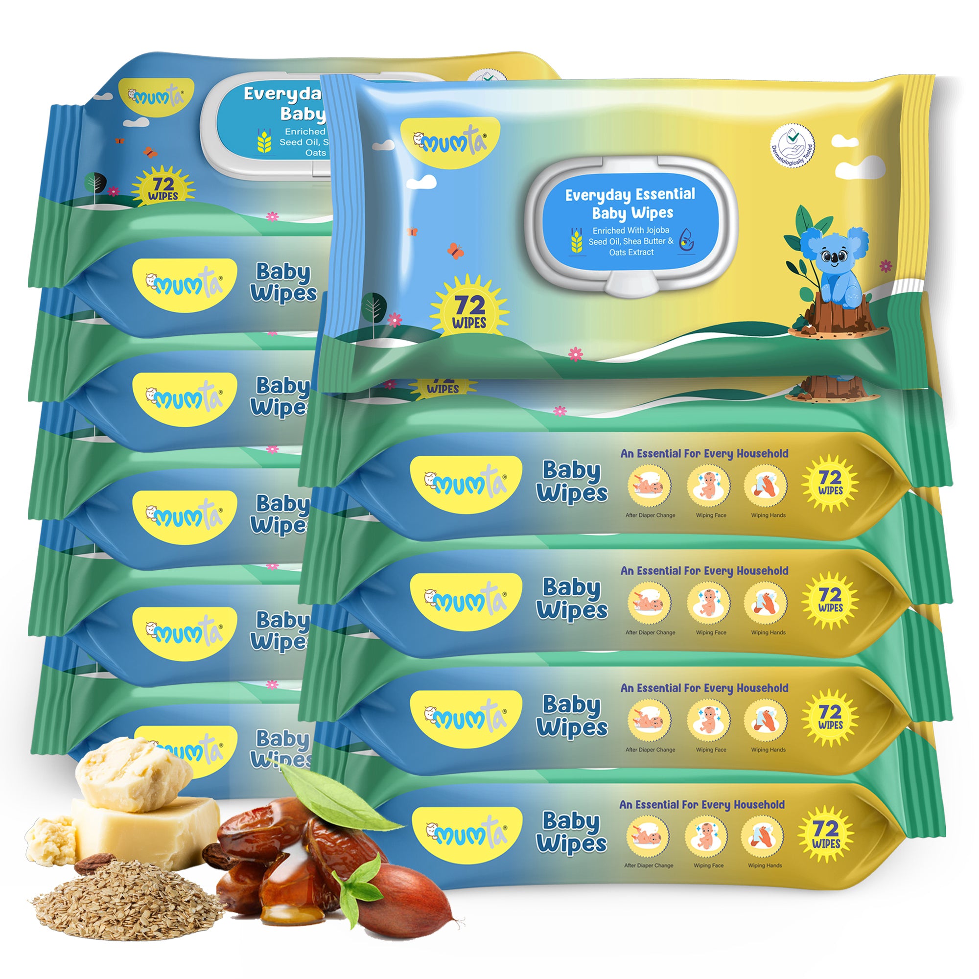 MUMta Everyday Essential Wipes 72's | Gentle Baby Wet Wipes | Alcohol-Free