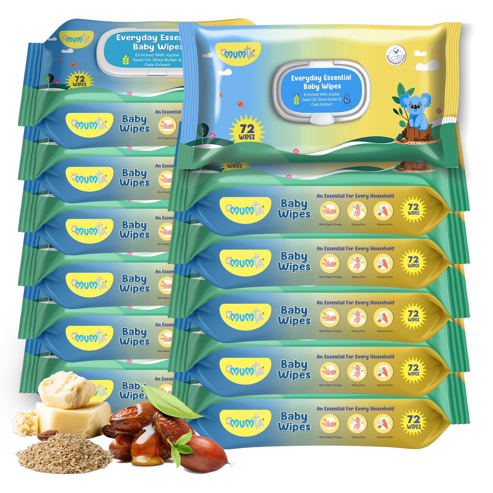 MUMta Everyday Essential Wipes 72's | Gentle Baby Wet Wipes | Alcohol-Free