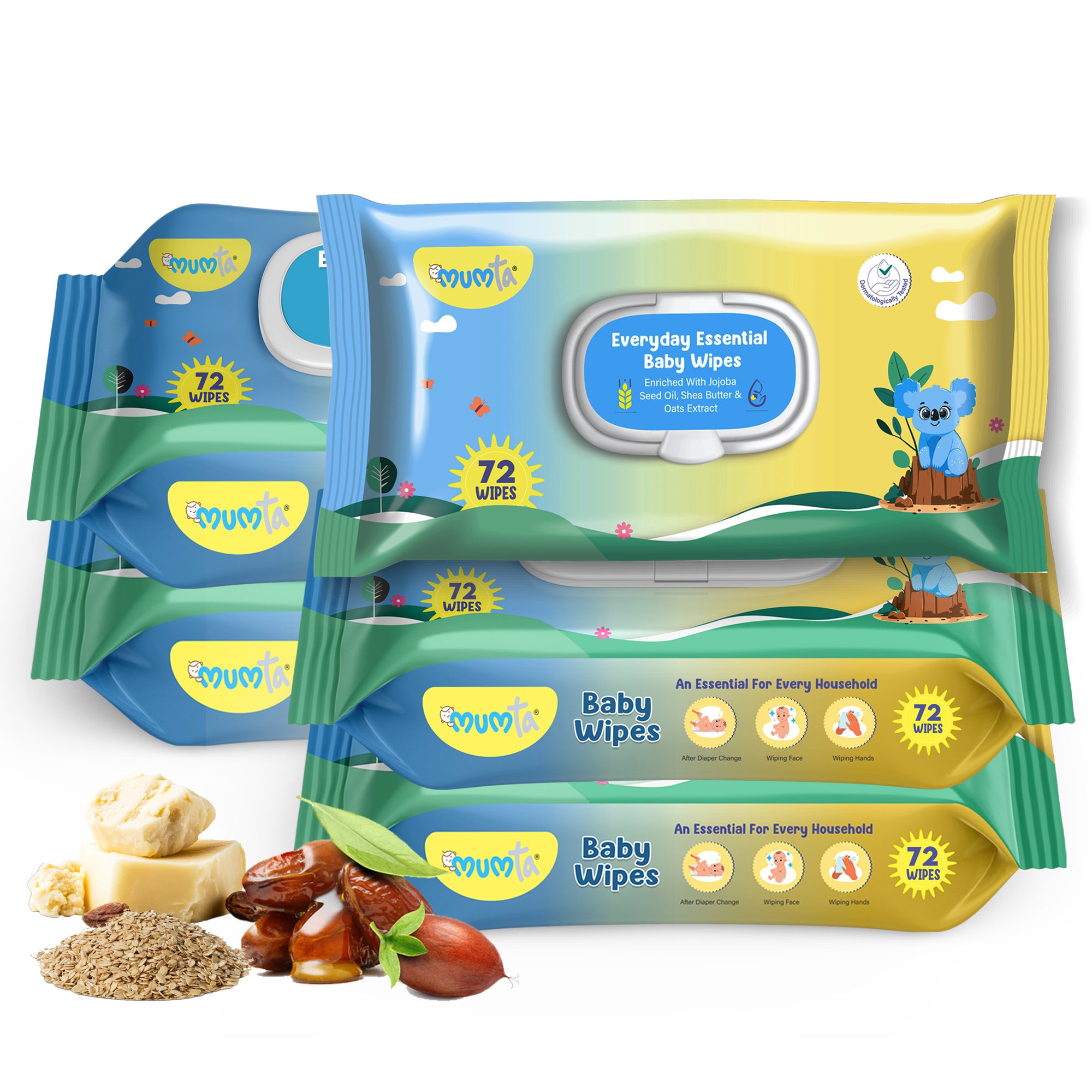 MUMta Everyday Essential Wipes 72's | Gentle Baby Wet Wipes | Alcohol-Free