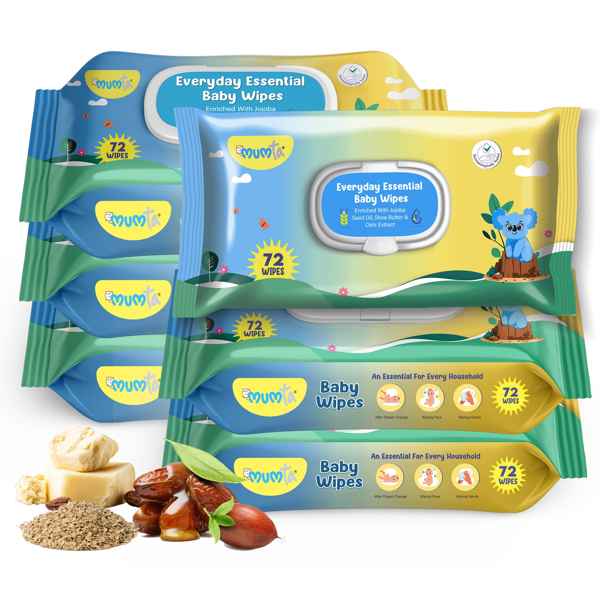 MUMta Everyday Essential Wipes 72's | Gentle Baby Wet Wipes | Alcohol-Free