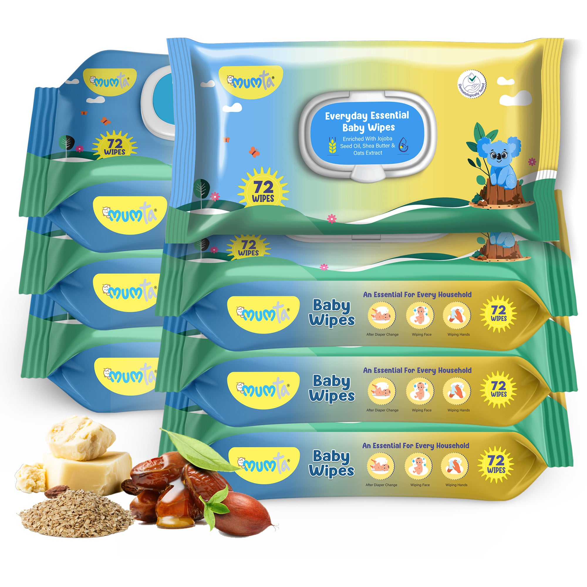 MUMta Everyday Essential Wipes 72's | Gentle Baby Wet Wipes | Alcohol-Free