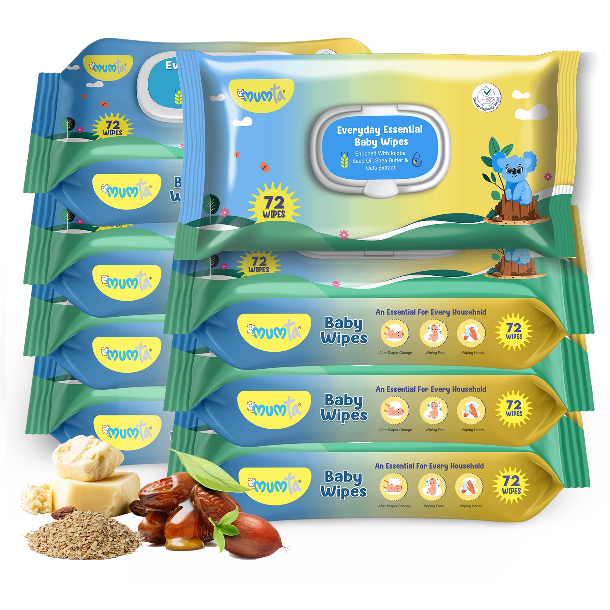 MUMta Everyday Essential Wipes 72's | Gentle Baby Wet Wipes | Alcohol-Free