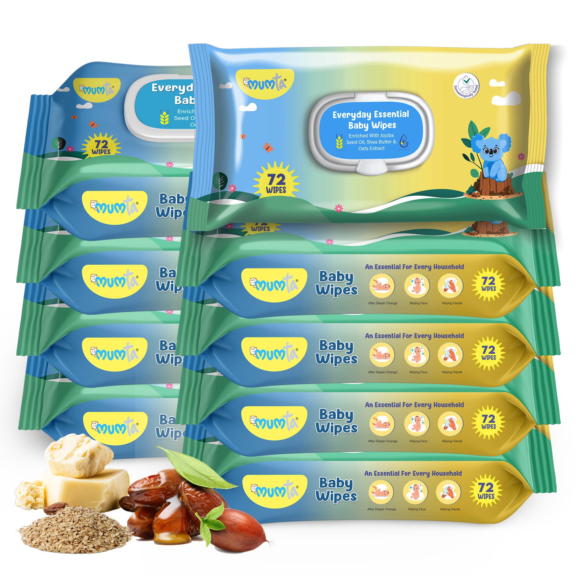 MUMta Everyday Essential Wipes 72's | Gentle Baby Wet Wipes | Alcohol-Free